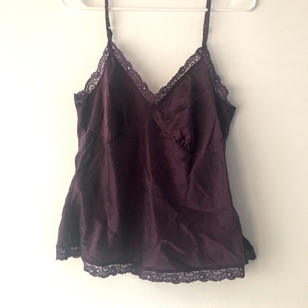 COPY - Daisy Fuentes purple silky spaghetti strapped tank